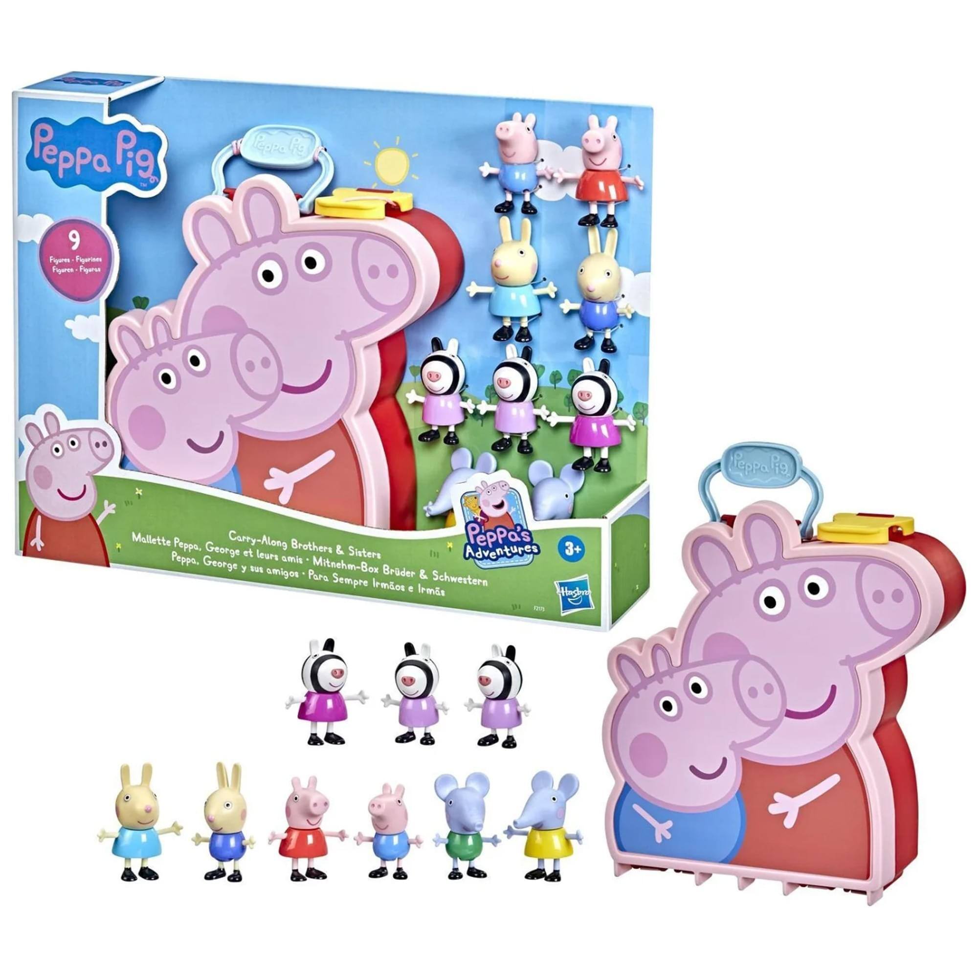 Peppa Pig 9 Figures, Carry-Along Brothers & Sisters, Peppa's Adventures, Peppa, George et leurs amis, Mitehaim-Box Brüder & Schwestern, Para Sempre Irmãos e Irmãs