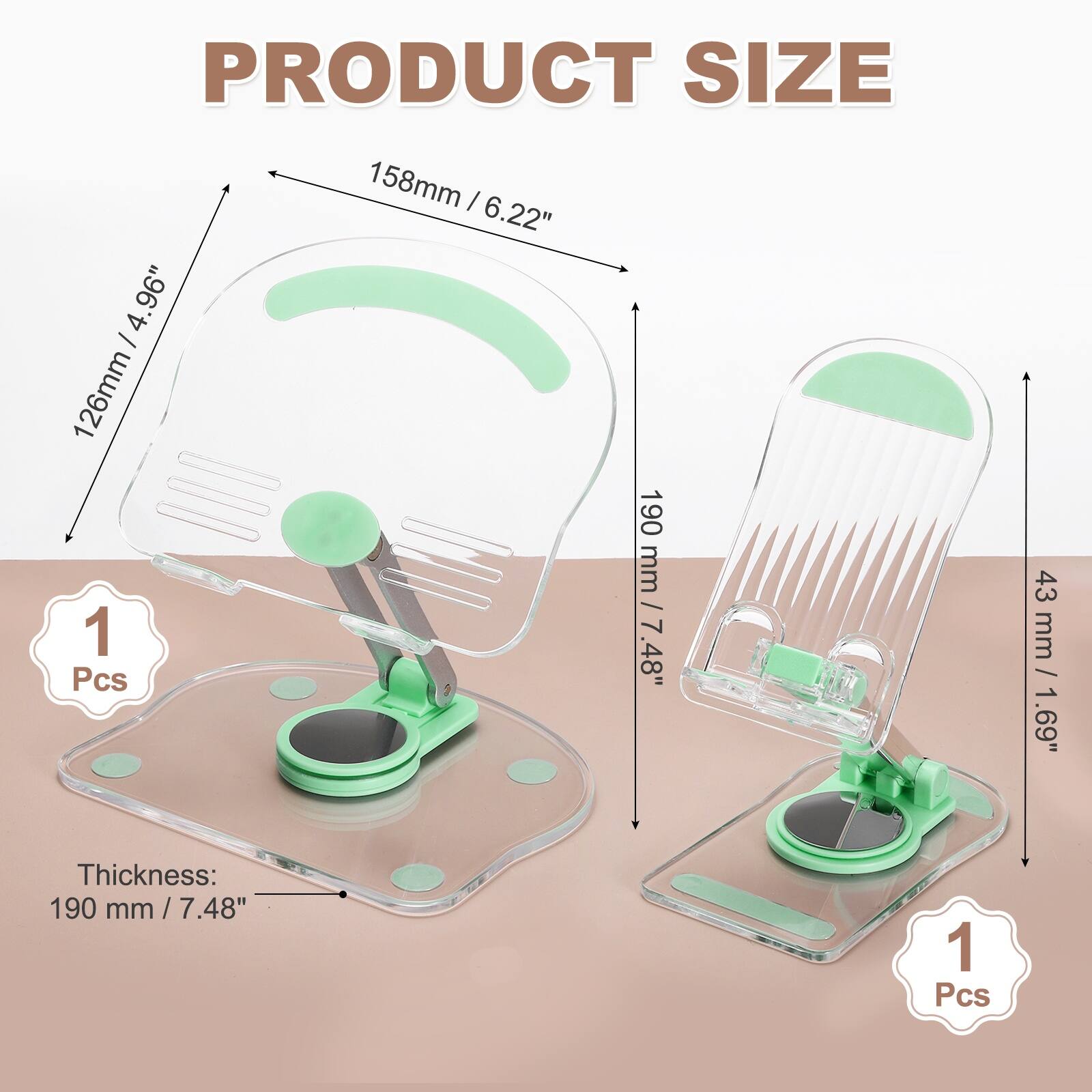 PRODUCT SIZE  
158mm / 6.22"  
126mm / 4.96"  
190mm / 7.48"  
Thickness: 190mm / 7.48"  
43mm / 1.69"  
1 Pcs