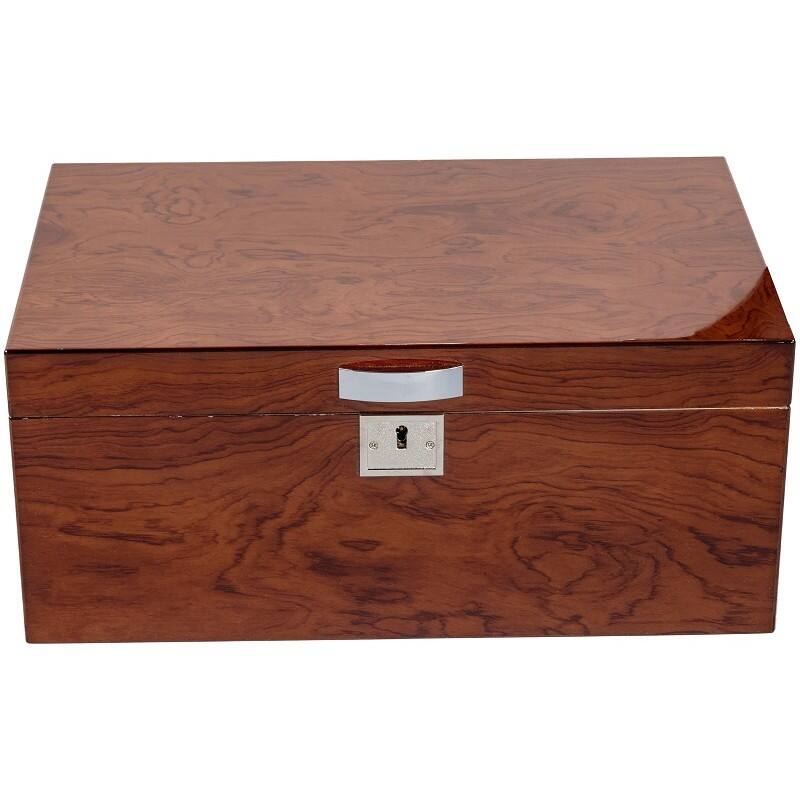 Left. Prestige - Preston Bubinga Cigar Humidor - ltra Deep Lacquer Bubinga Finish.