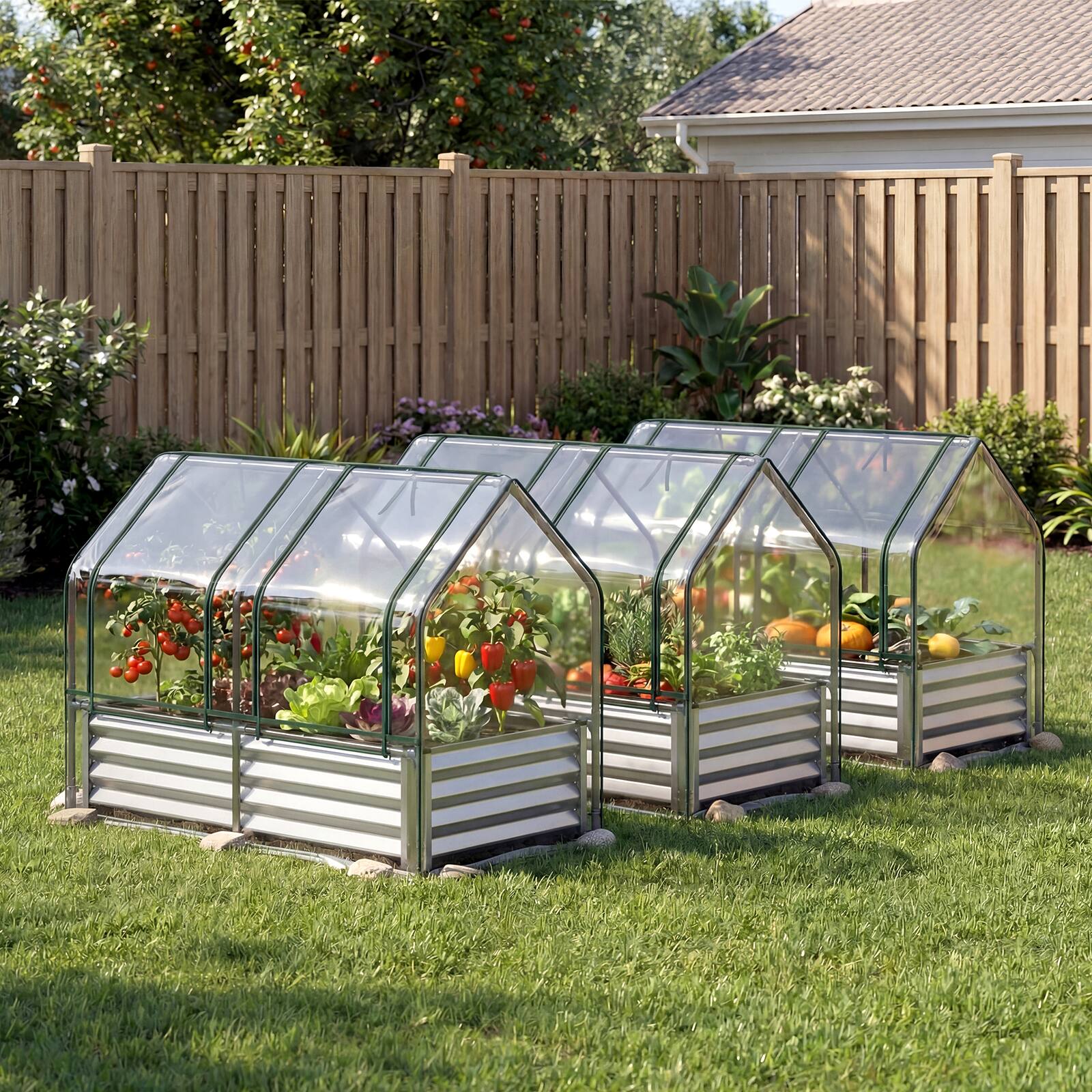 Alt View 9. Gymax - Gymax 4 x 2 x 3 FT Small Galvanized Raised Garden Bed w/Greenhouse Cover Windows Sliver & Transparent - Silver.