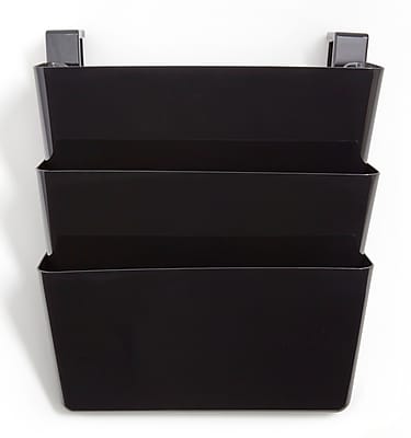 Front. TRU RED - 3-Pocket Plastic Letter Wall File - Black.