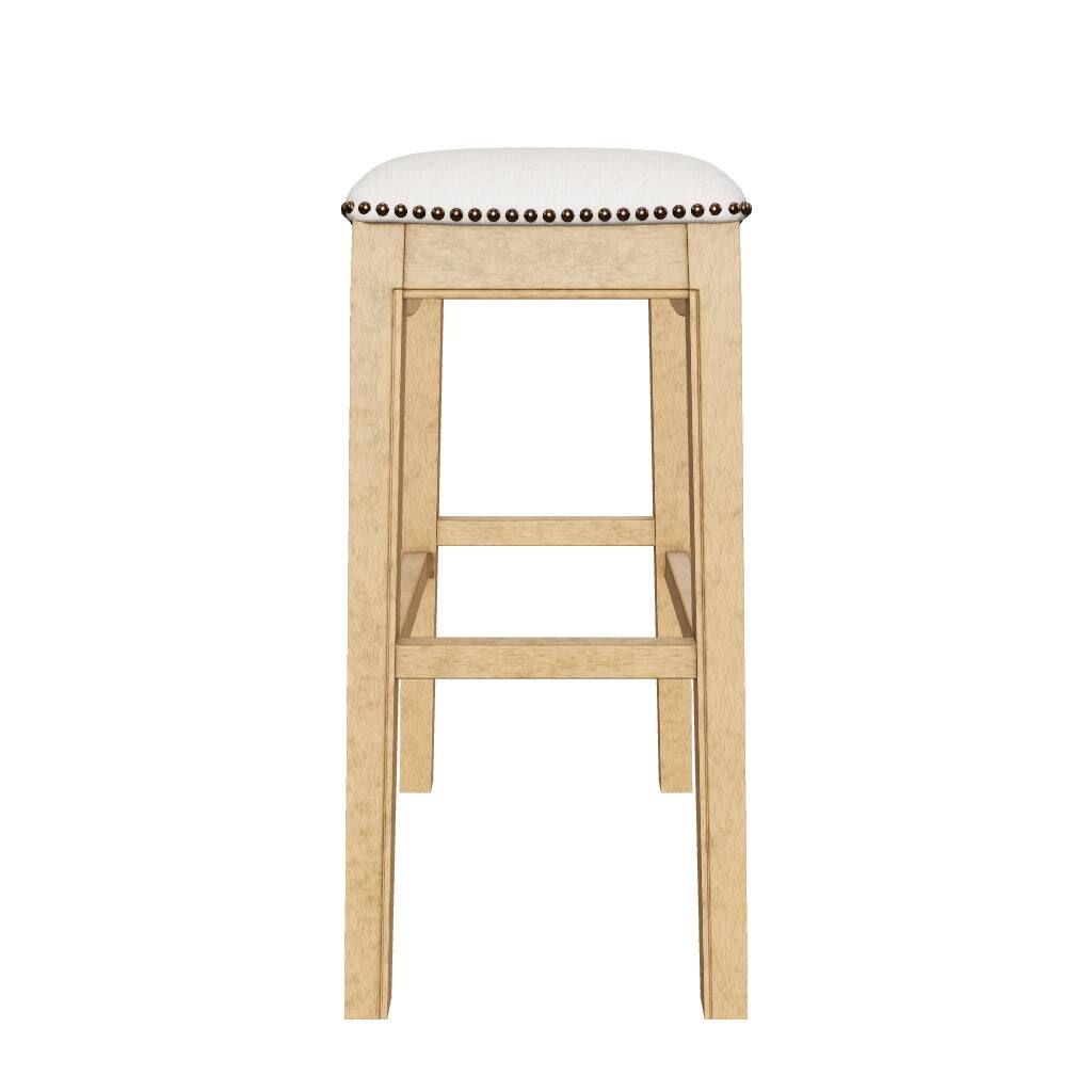 Alt View 9. Maven Lane - 31" Adrien Saddle Bar Stool In Natural Wood Finish With  Fabric Upholstery - Natural Wood.