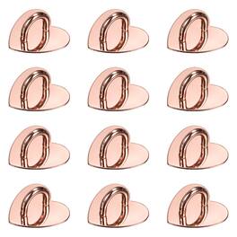 Unique Bargains - Metal Phone Charm Hook 1", 12pcs Adhesive Heart Shaped Finger Grip for Smartphones Keychain Tablet Case Accessories - Rose Gold