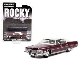1973 Cadillac Sedan DeVille /White Top Rocky (1976) Hollywood Series R35 1/64 Diecast Greenlight - Burgundy