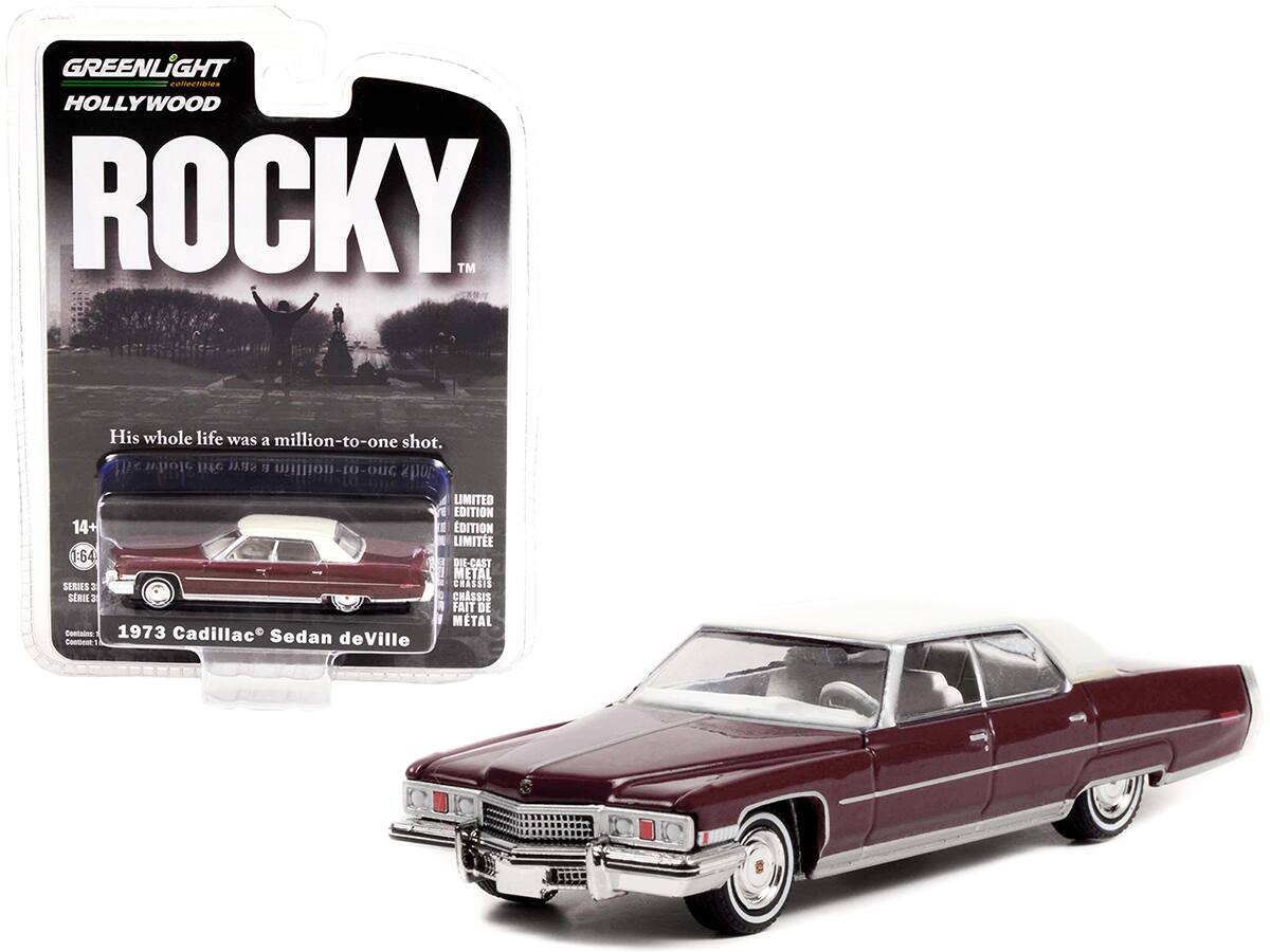 GREENLIGHT collectibles  
HOLLYWOOD  
ROCKY™  

His whole life was a million-to-one shot.  

LIMITED EDITION  
1:64  
DIE-CAST METAL  
CHASSIS  
SERIE 2  
CHASSIS FAIT DE METAL  

Contains  
1973 Cadillac Sedan de Ville