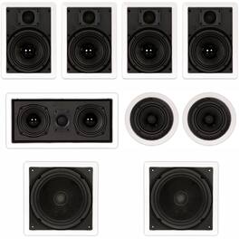 Theater Solutions by Goldwood - TST67 in Wall and in Ceiling 6.5" Speakers Home Theater 7.2 Speaker System - Paintable White