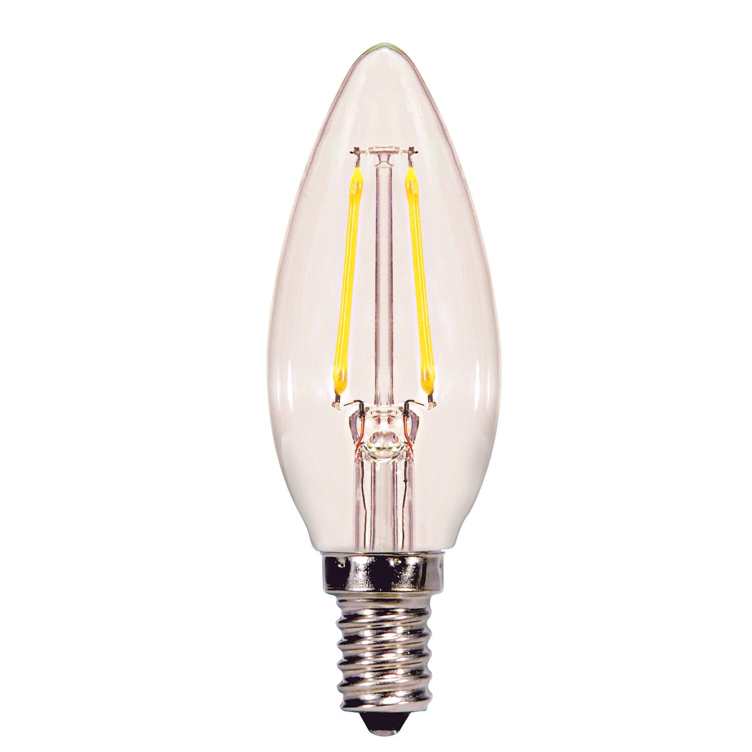 Front. SATCO - Satco B11 E12 (Candelabra) Filament LED Bulb Warm White 60 Watt Equivalence 2 pk.