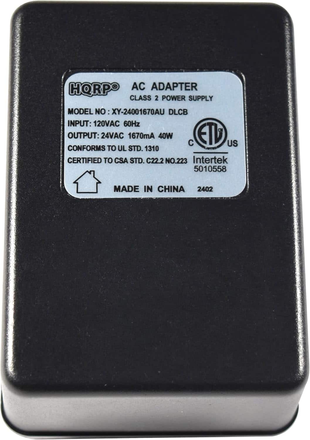 HQRP - 24V 40VA Transformer for Nest, Ecobee, Sensi, Honeywell Thermostat, Nest Doorbell and All Versions of Ring Doorbell