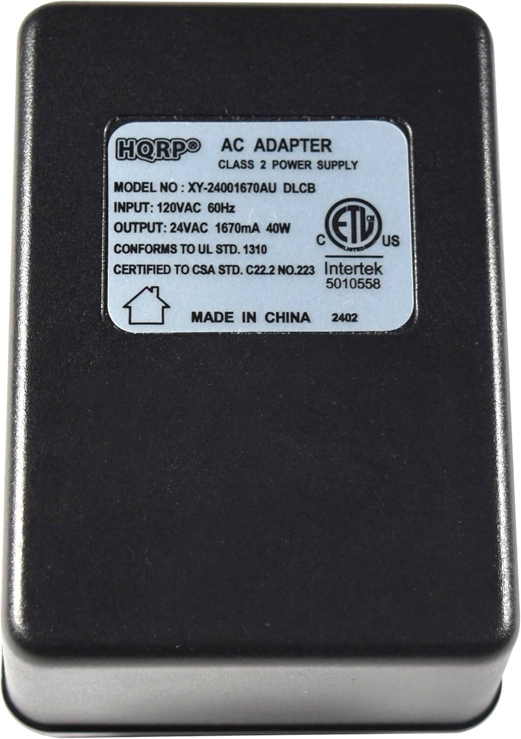 HQRP - 24V 40VA Transformer for Nest, Ecobee, Sensi, Honeywell Thermostat, Nest Doorbell and All Versions of Ring Doorbell