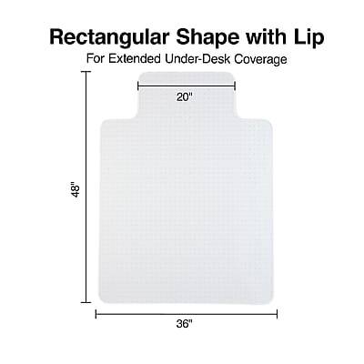 Rectangular Shape with Lip  
For Extended Under-Desk Coverage  
20" x 48" x 36"