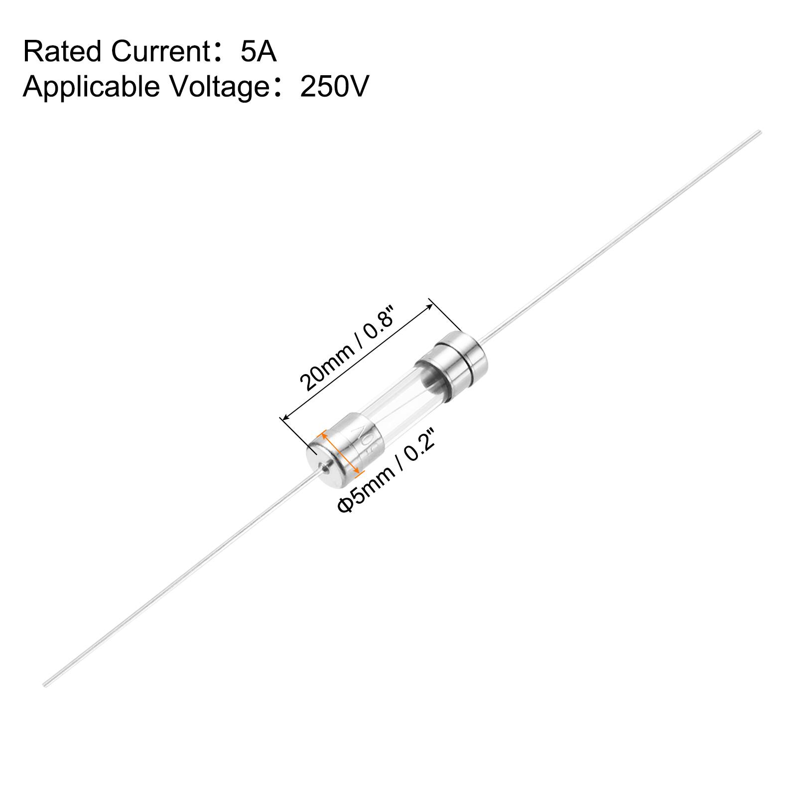 Rated Current: 5A  
Applicable Voltage: 250V  

20mm / 0.8"  
Φ5mm / 0.2"