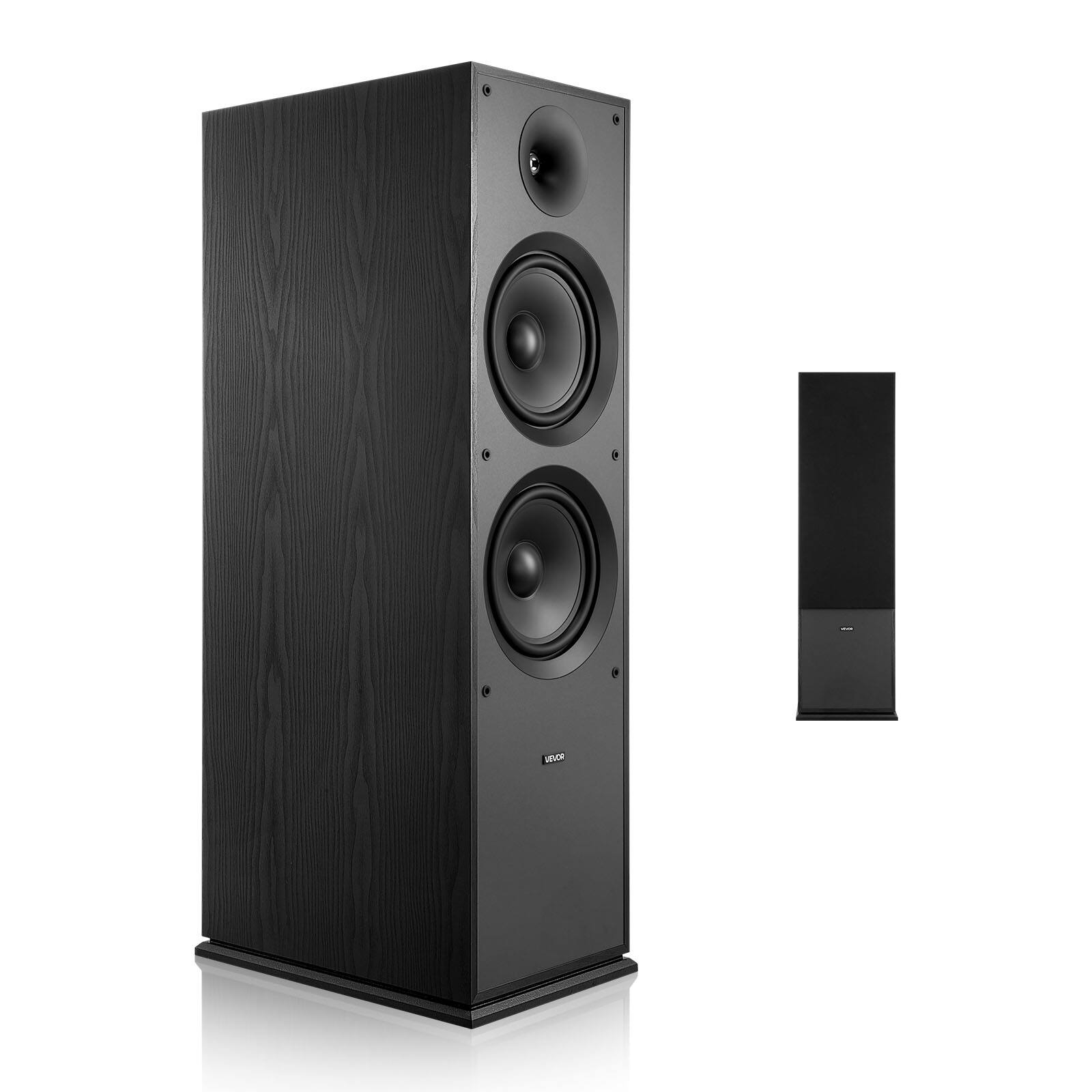 VEVOR - Floorstanding Tower Speaker, 2-Way Design with 1-Inch Tweeter, Dual 8-Inch Woofers, 600W Peak Output - Black