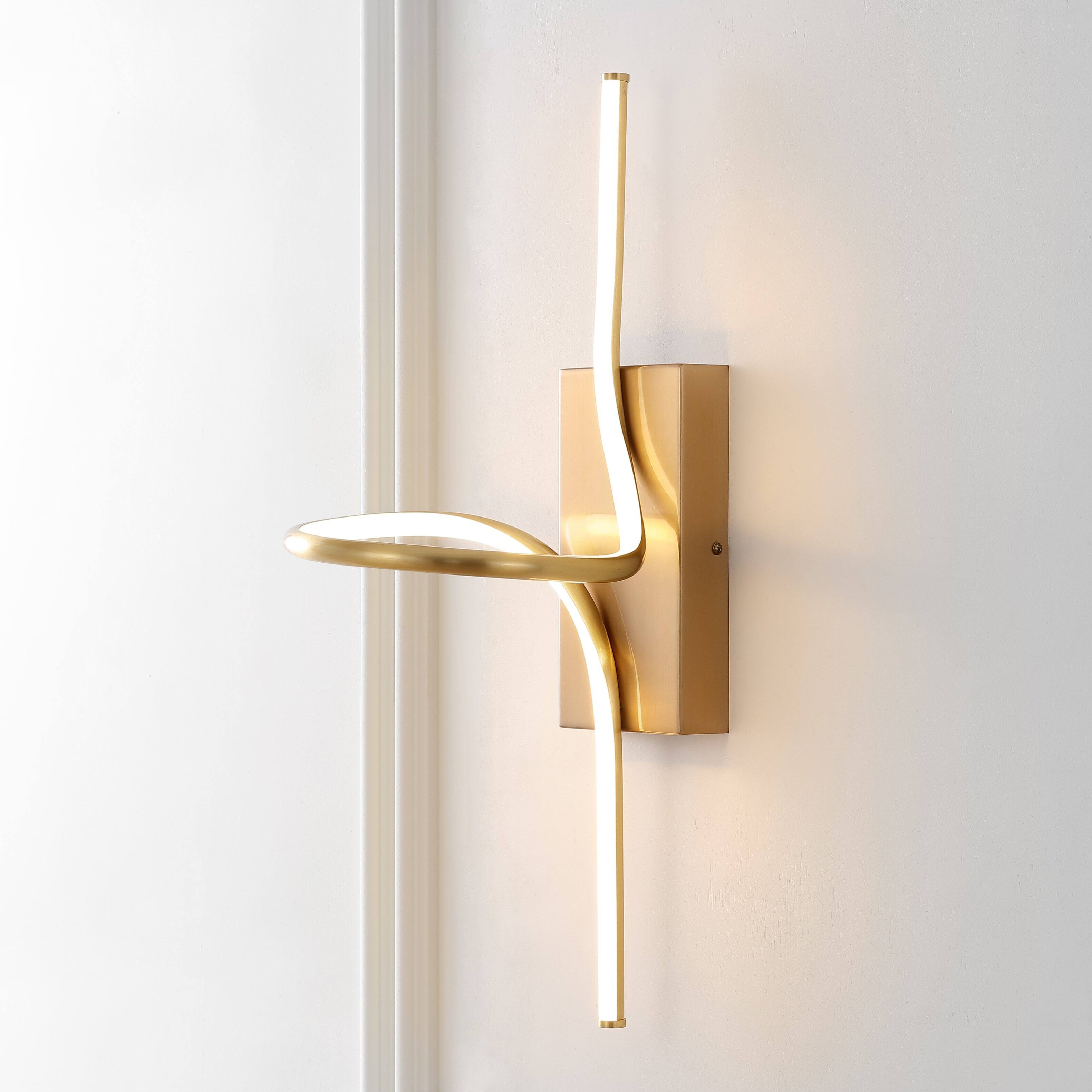 Alt View 1. Jonathan Y - Sketch 9" Minimalist Metal Integrated LED Vanity Light Sconce, Gold - Gold.