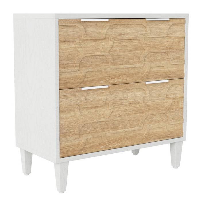 SlickBlue - Modern Wood Cabinet – 2-Drawer Filing and Printer Stand Storage - Natural