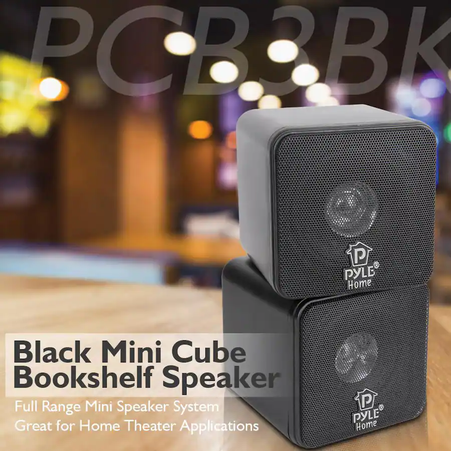 Pyle 200W Max Wall Mountable Mini Cube Bookshelf Speaker Set, 4 ...