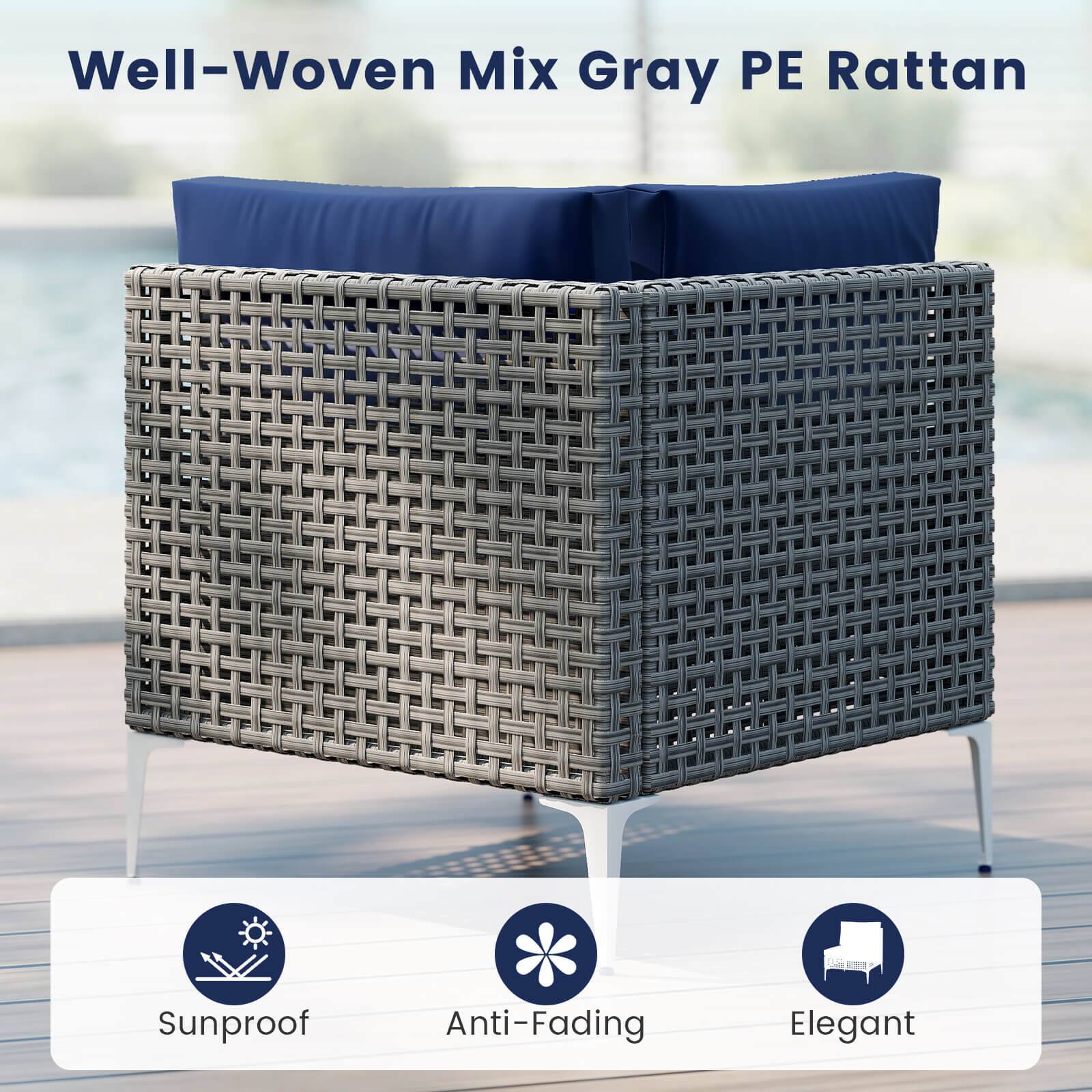 Well-Woven Mix Gray PE Rattan

Sunproof  
Anti-Fading  
Elegant