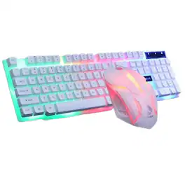 Stock Preferred - Gaming Keyboard and Mouse Combo with LED Backlit/ - White