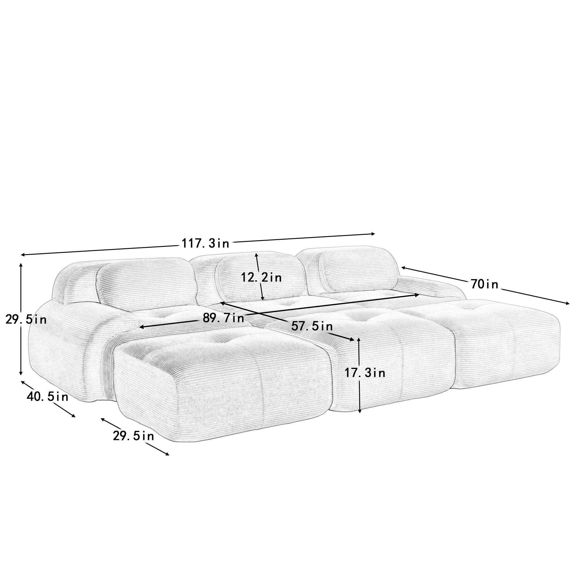 117.3in  
12.2in  
70in  
29.5in  
89.7in  
57.5in  
17.3in  
40.5in  
29.5in