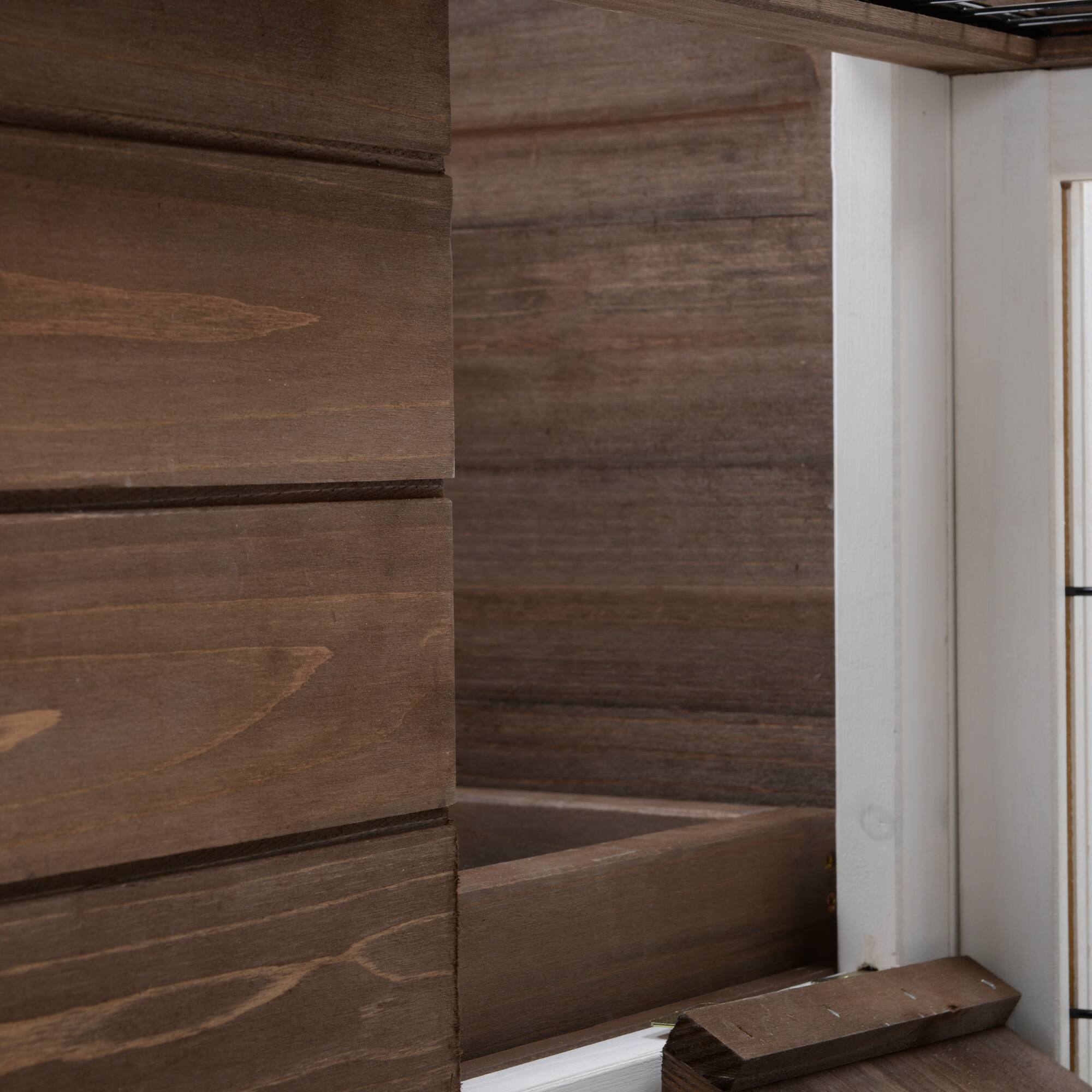 Alt View 4. Pawhut - Wooden Rabbit Hutch, Indoor, Enclosed Run with Wheels, Ramp, Removable Tray Ideal for Guinea Pigs.