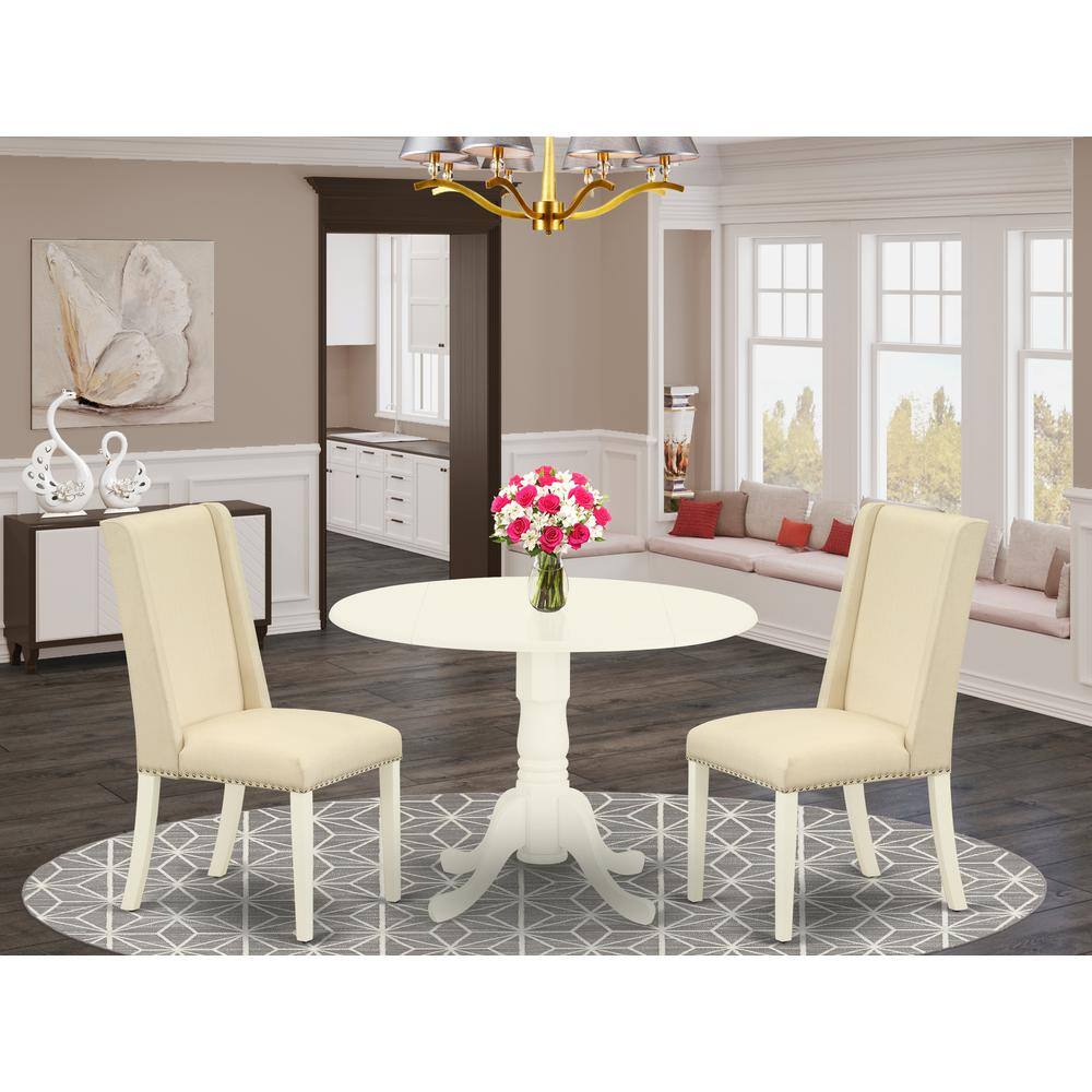 Left. East West Furniture - Dining Room Set Linen White - Brown.