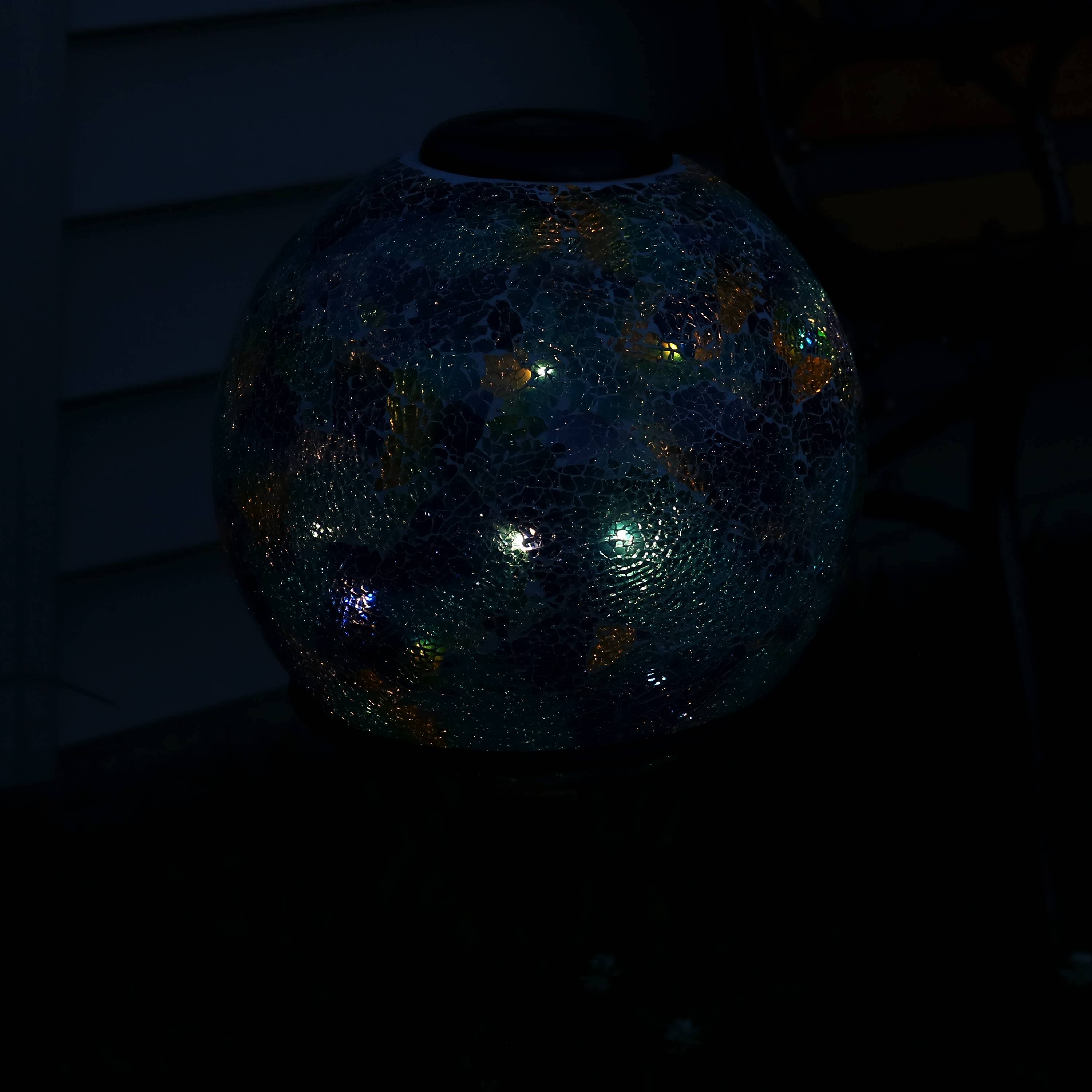 Alt View 7. Sunnydaze - Crackled Glass Solar Gazing Globe - 10 in - Azul Terra.
