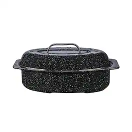 Granite Ware - 13-Inch Covered Oval Roaster - Speckled Black