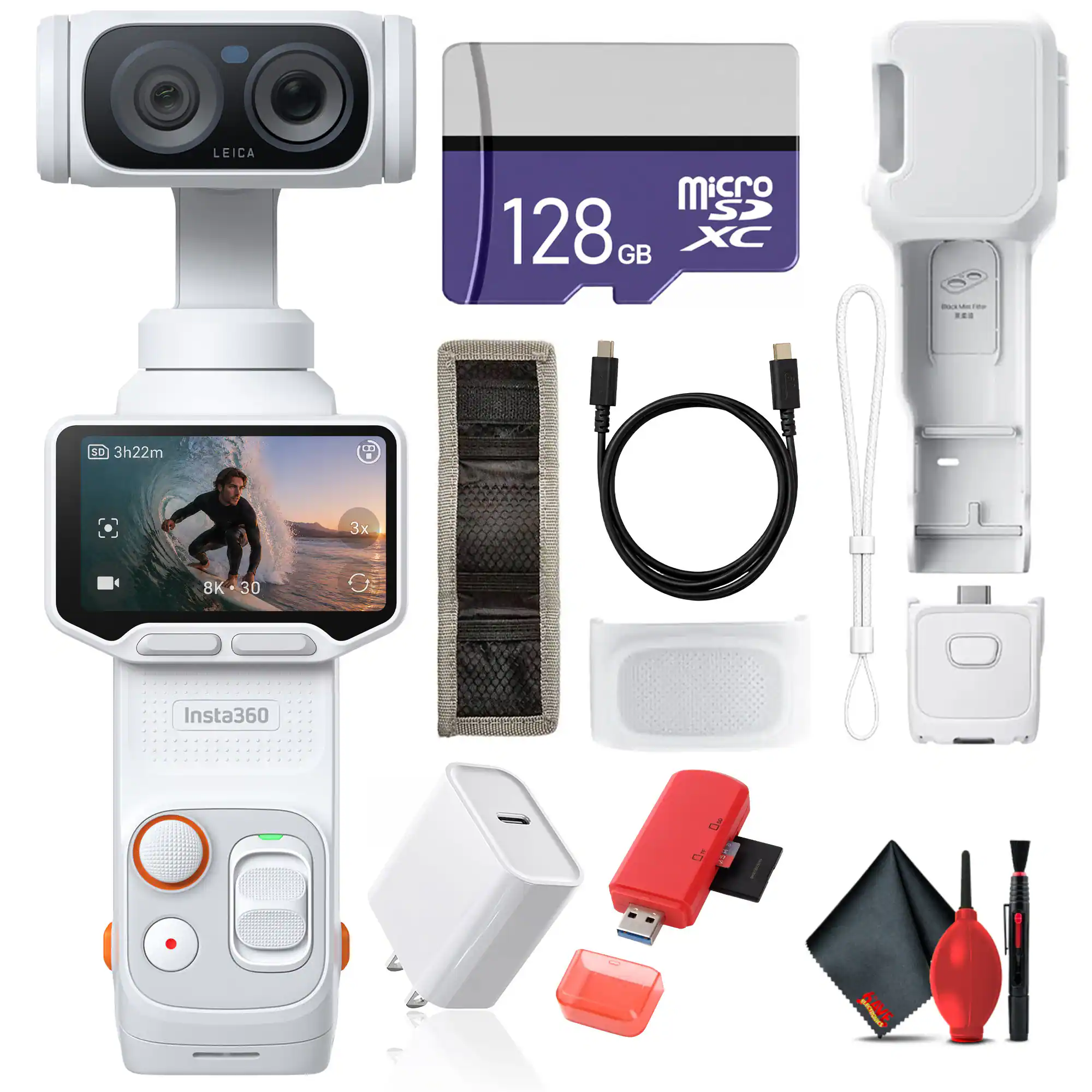 LEICA micro SD 128 GB XC  
Dock & Tee  
SO 3h22m  
B  
3x  
8K 30  
Insta360