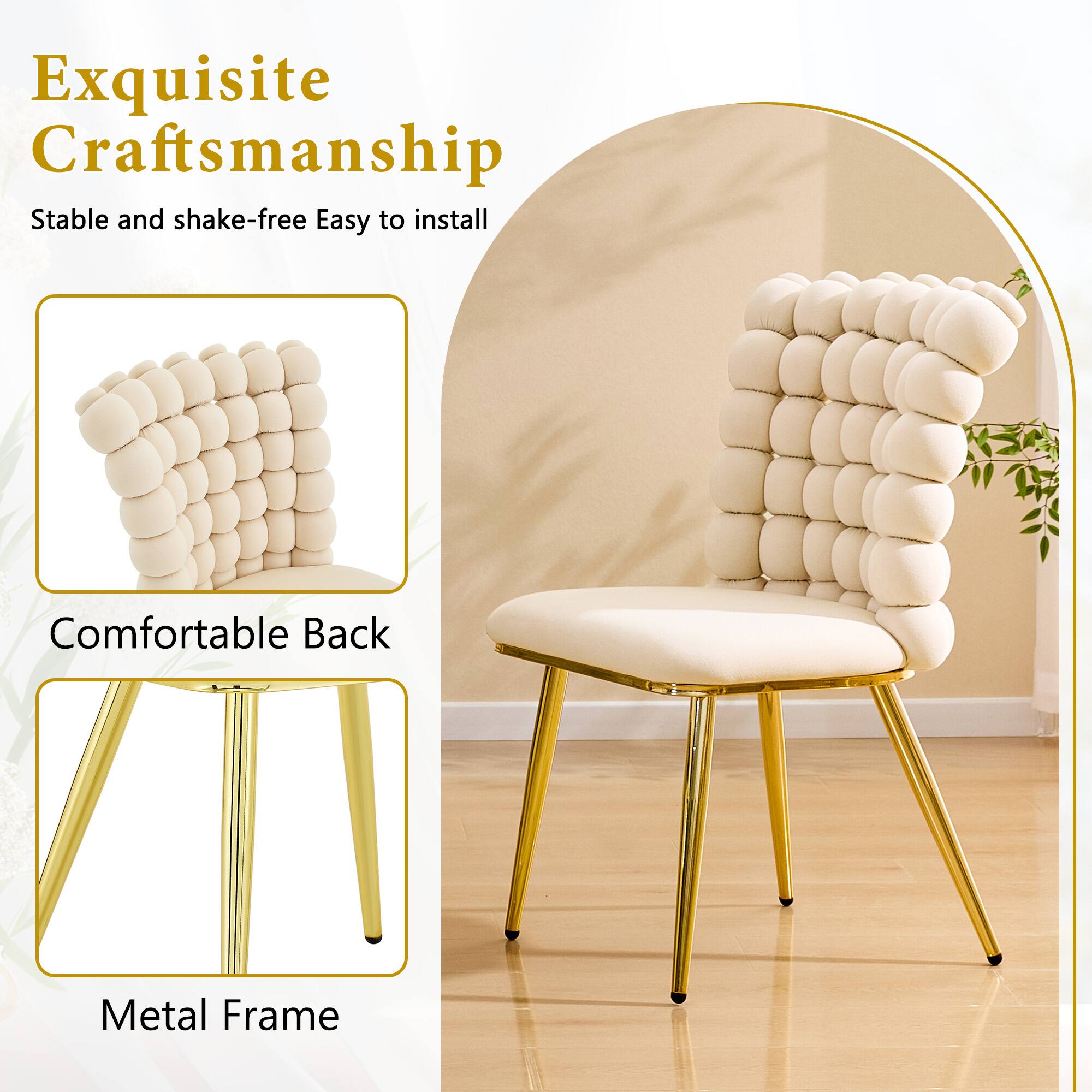 Exquisite Craftsmanship  
Stable and shake-free  
Easy to install  
Comfortable Back  
Metal Frame