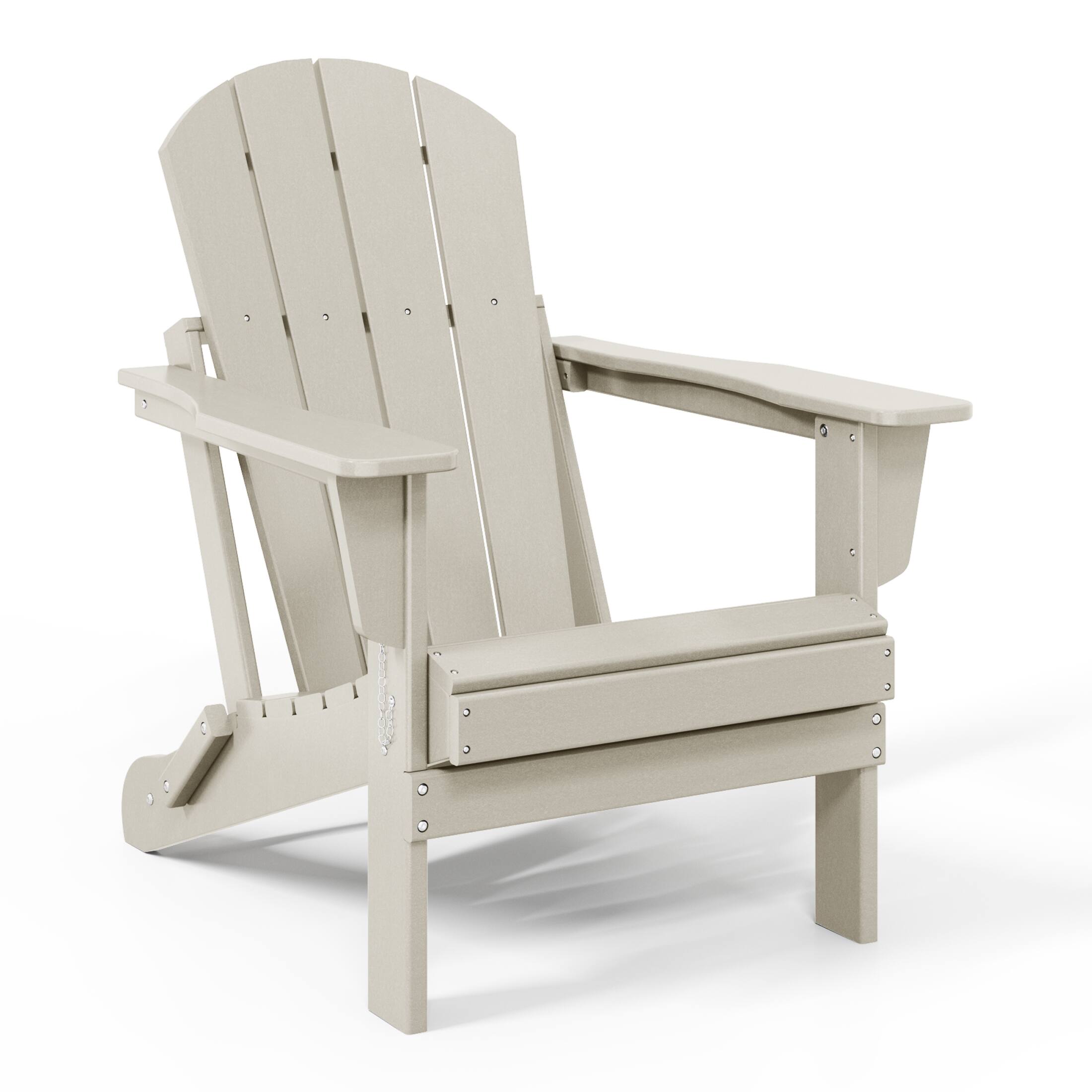 Left. WestinTrends - WestinTrends Malibu Outdoor HDPE Folding Poly Adirondack Chairs (Set of 2) - Sand.
