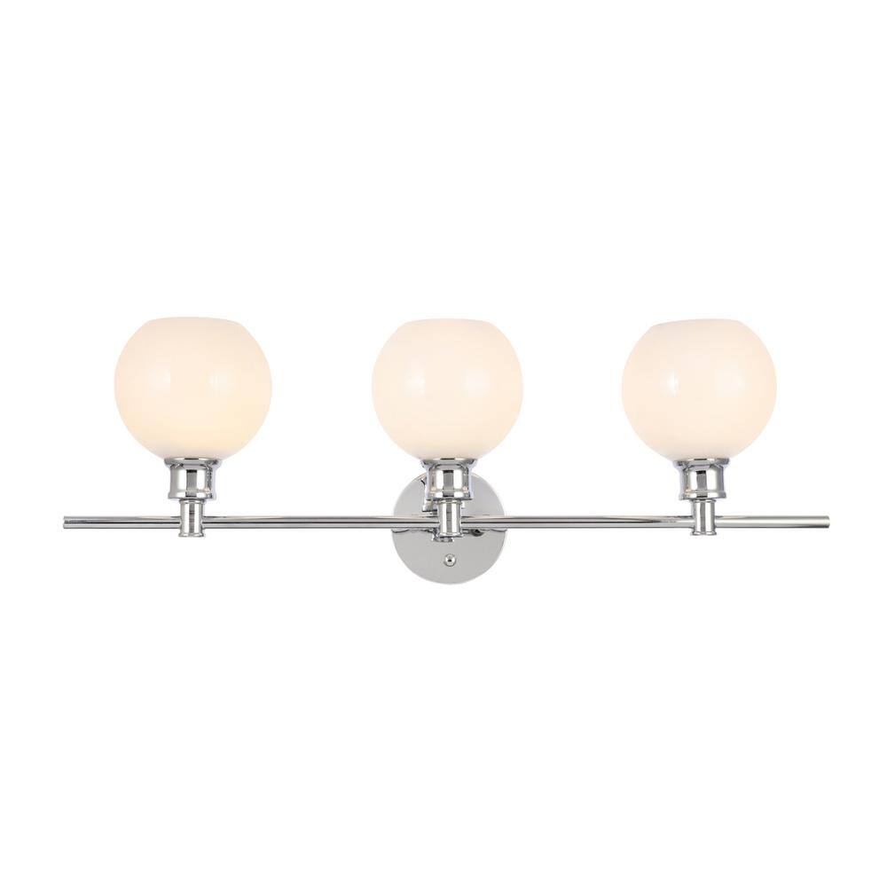 Alt View 10. Living District - Collier 3 light Chrome and Frosted white glass Wall sconce - Chrome And Frosted White Glass.