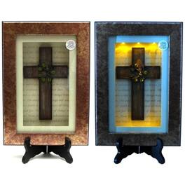 BreeBe - Spiritual Harvest Vine Cross Lighted Shadow Box - Multicolor