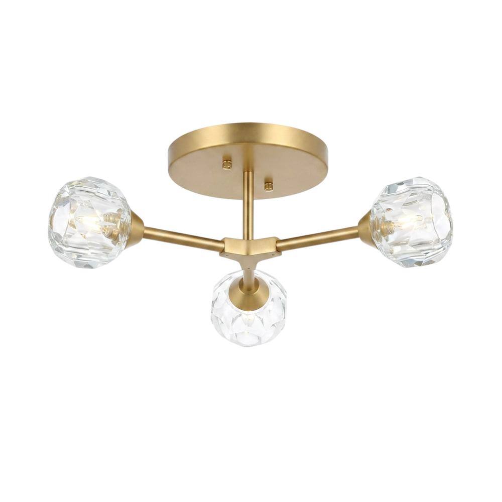 Elegant Lighting - Zayne 3 Light Flush Mount in Gold - Gold And Clear price history on PriceWatchPro