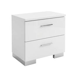 FurniFact - Solid Wood Nightstand with 2 Drawers for Bedroom Decor - White