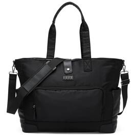 Elle - Voyage 25L Twill and Vegan Leather Weekender Duffel Bag - Black
