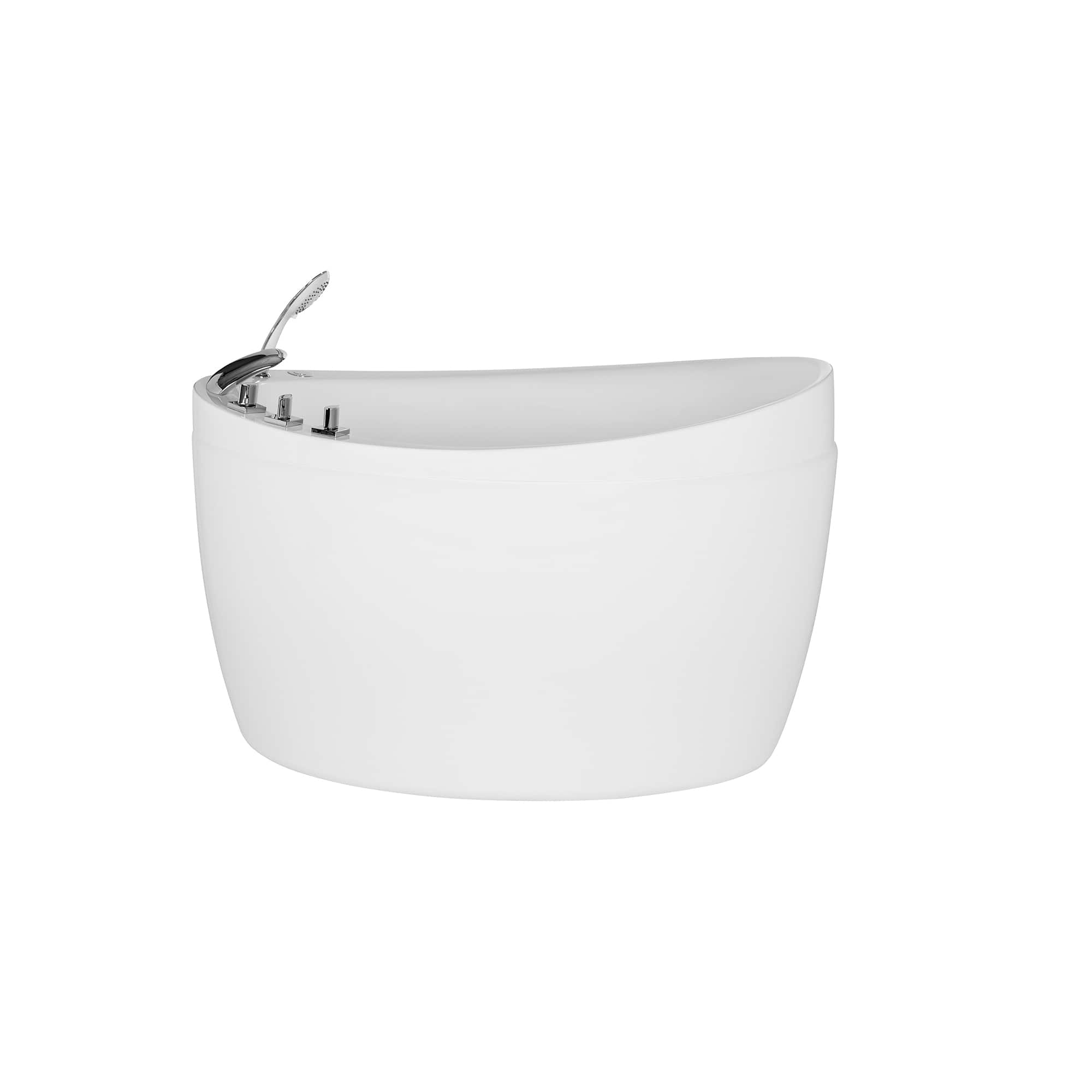 Empava - 48 in. x 31.5 in. Freestanding Oval Japanese Soaking Hydrotherapy Bathtub Air Bubbles Jets Bath,Right Drain - White