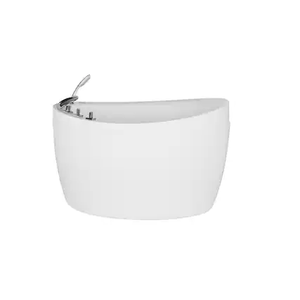 Front. Empava - 48 in. x 31.5 in. Freestanding Oval Japanese Soaking Hydrotherapy Bathtub Air Bubbles Jets Bath,Right Drain - White.