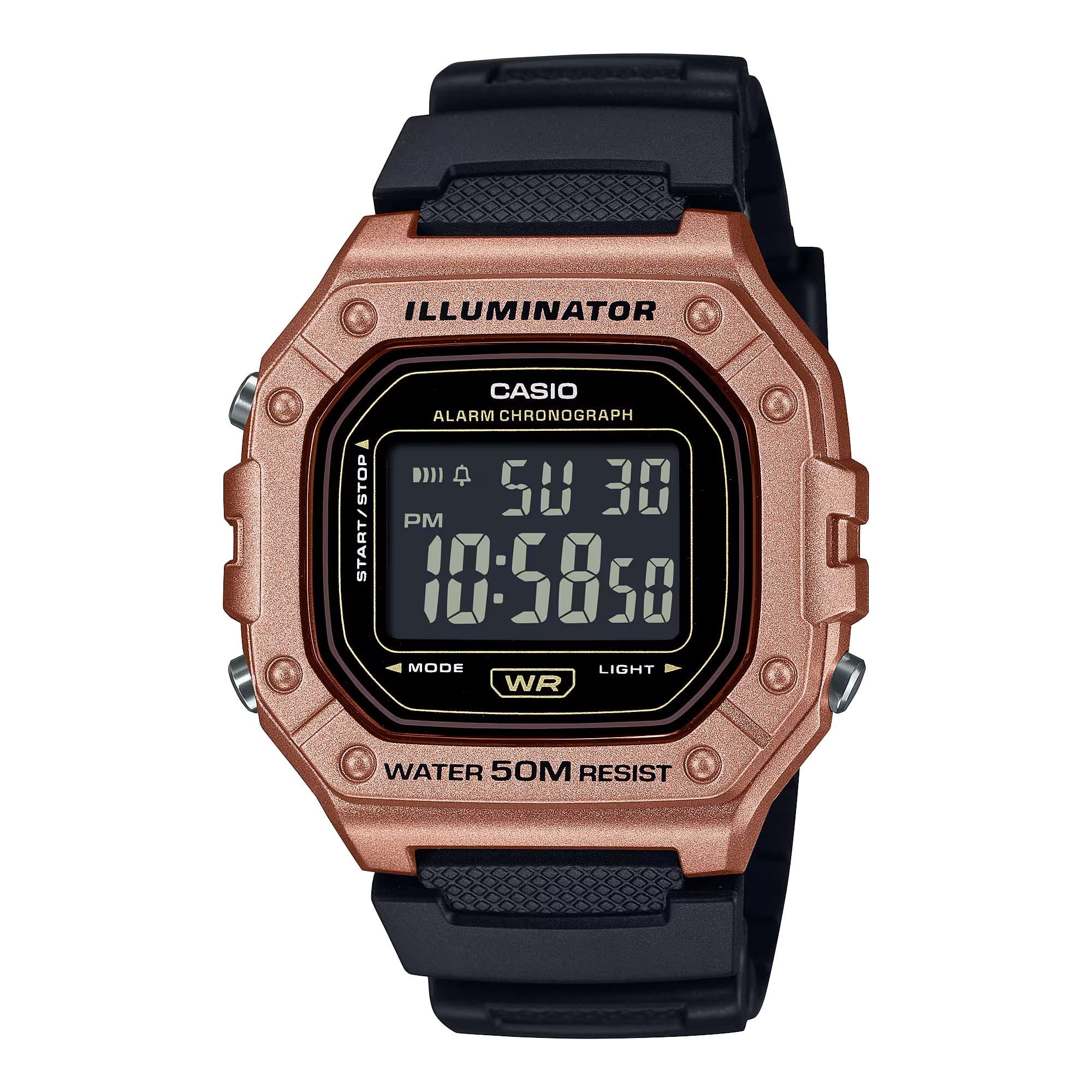 Casio - Men’s Bronze Digital Sport Watch with Strap - W-218HM-5BVCF - Black