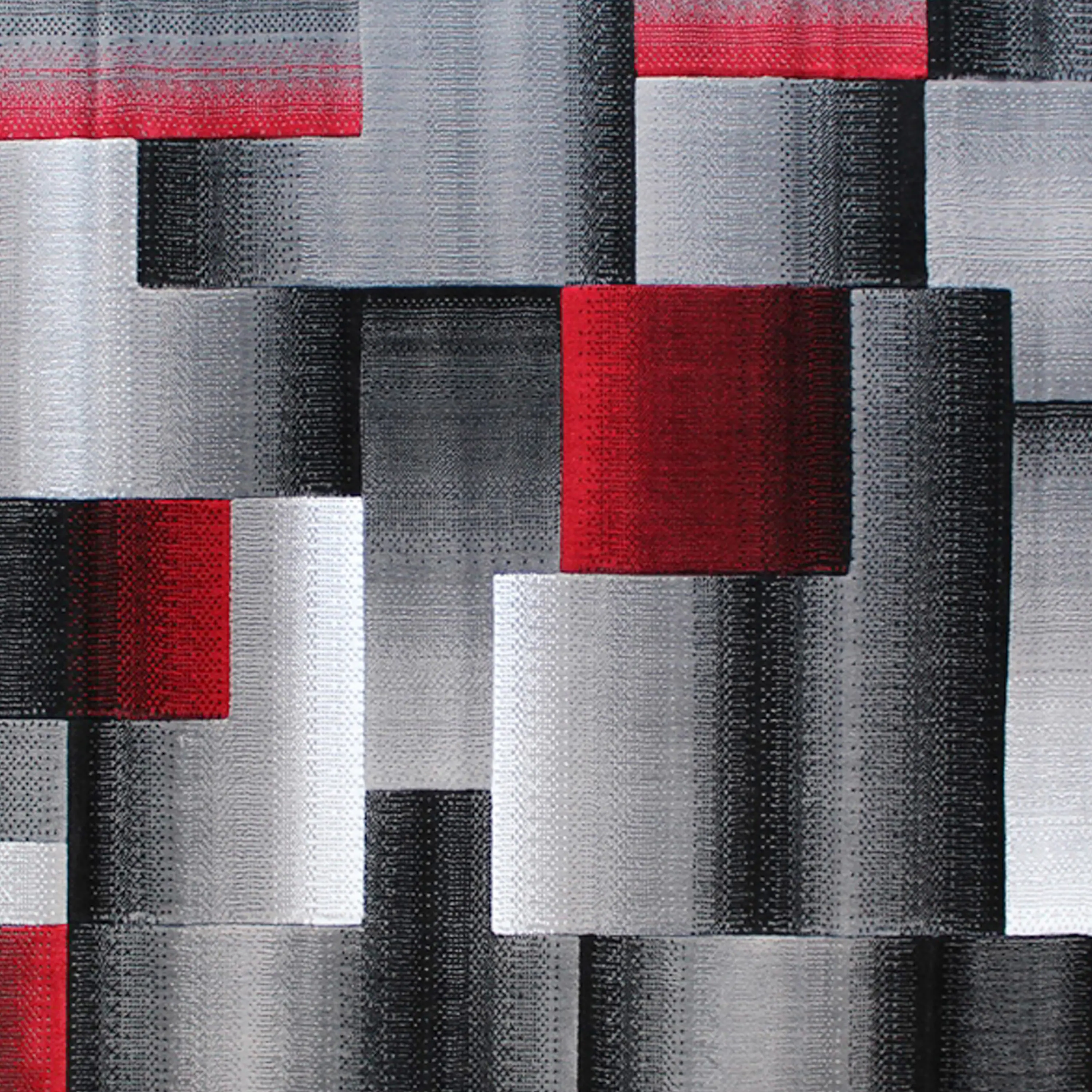 Alt View 5. Emma + Oliver - Malaga Modern Cubist Olefin Accent Runner Rug in Gradient Shades with Natural Jute Backing - Red.