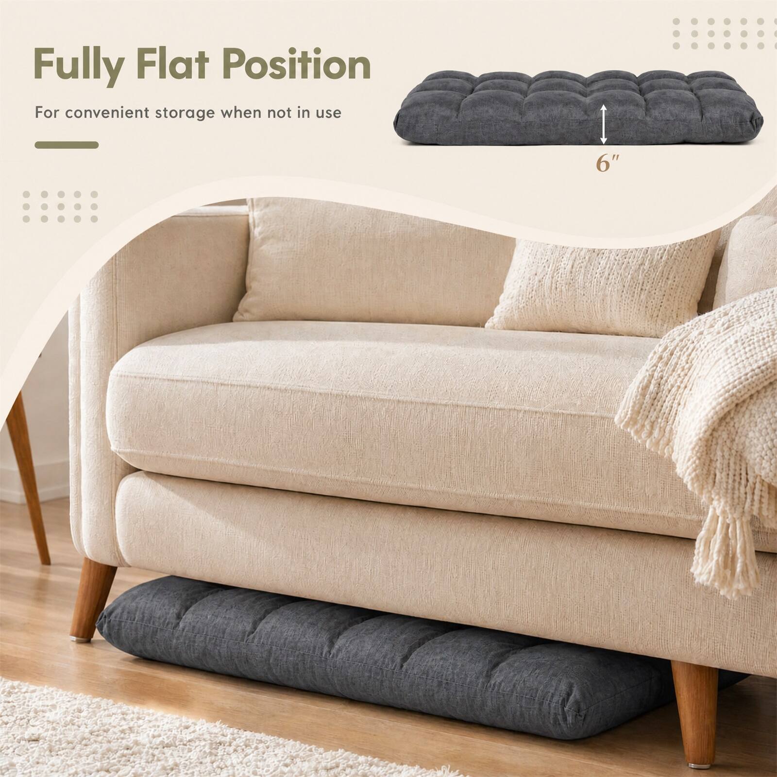 Fully Flat Position  
For convenient storage when not in use  
6"