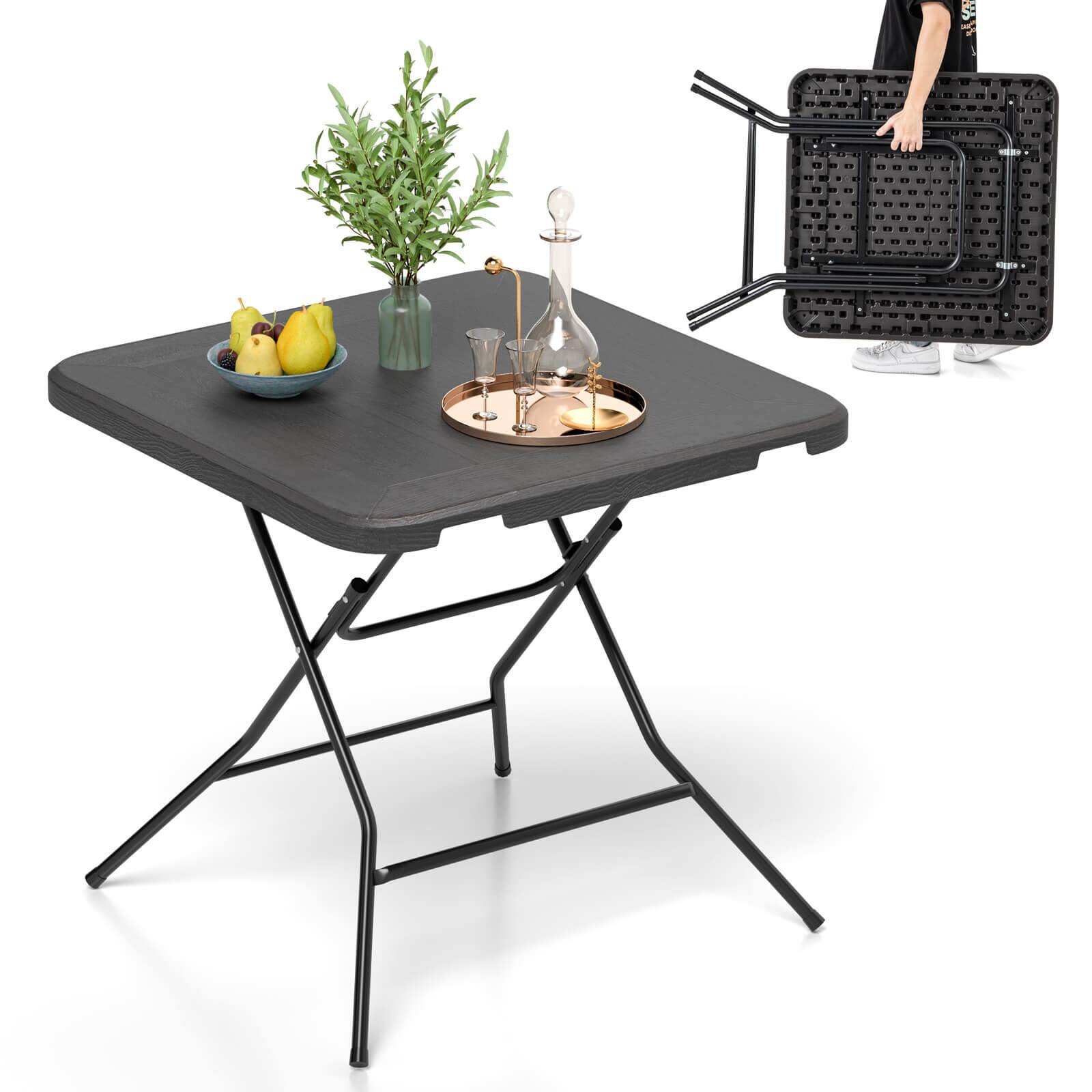 Alt View 9. Costway - Costway 31.5" Square Folding Table Indoor Outdoor Foldable Plastic Table - Black.