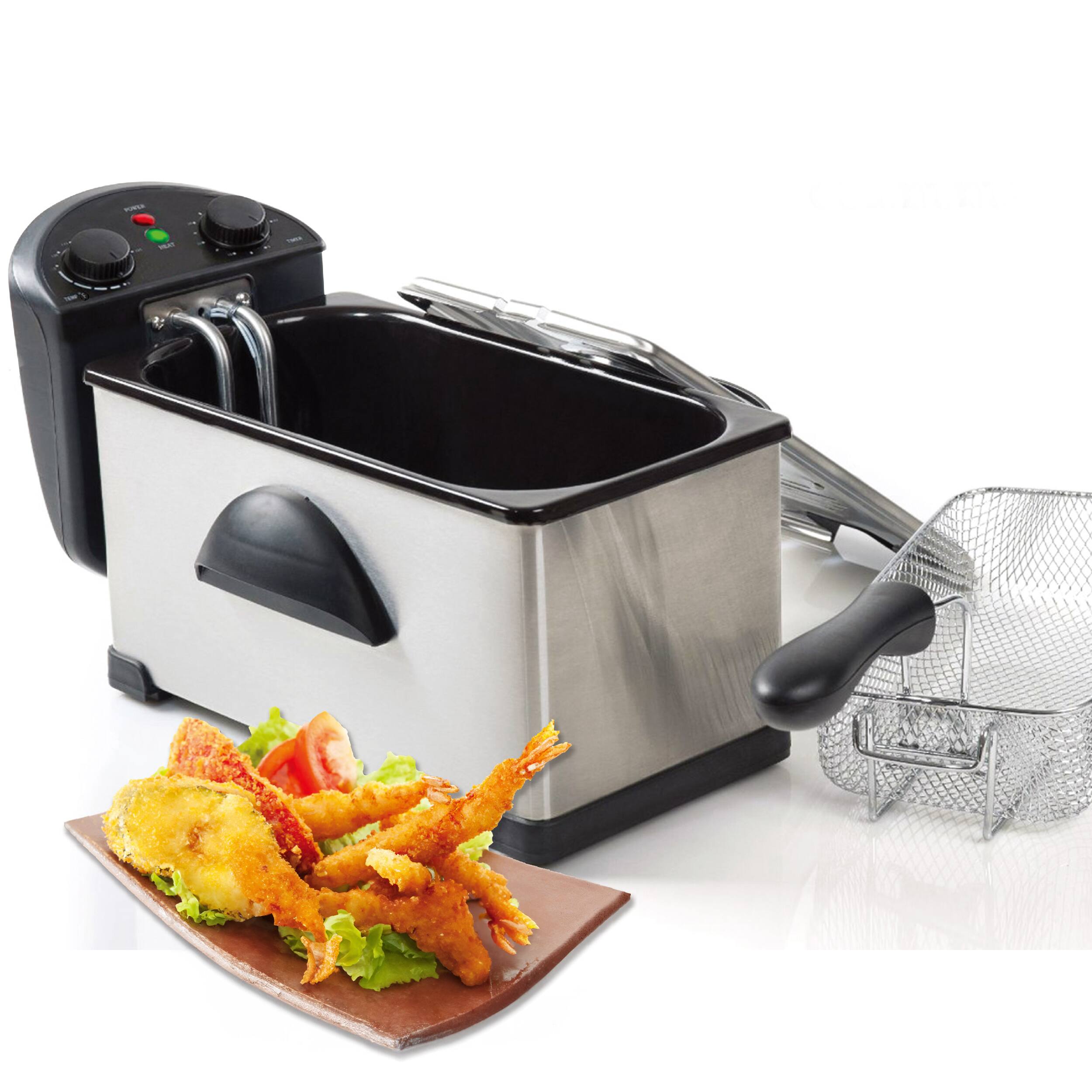 Alt View 3. MegaChef - MegaChef 3.17 Quart Stainless Steel Electric Deep Fryer with Timer - Silver.