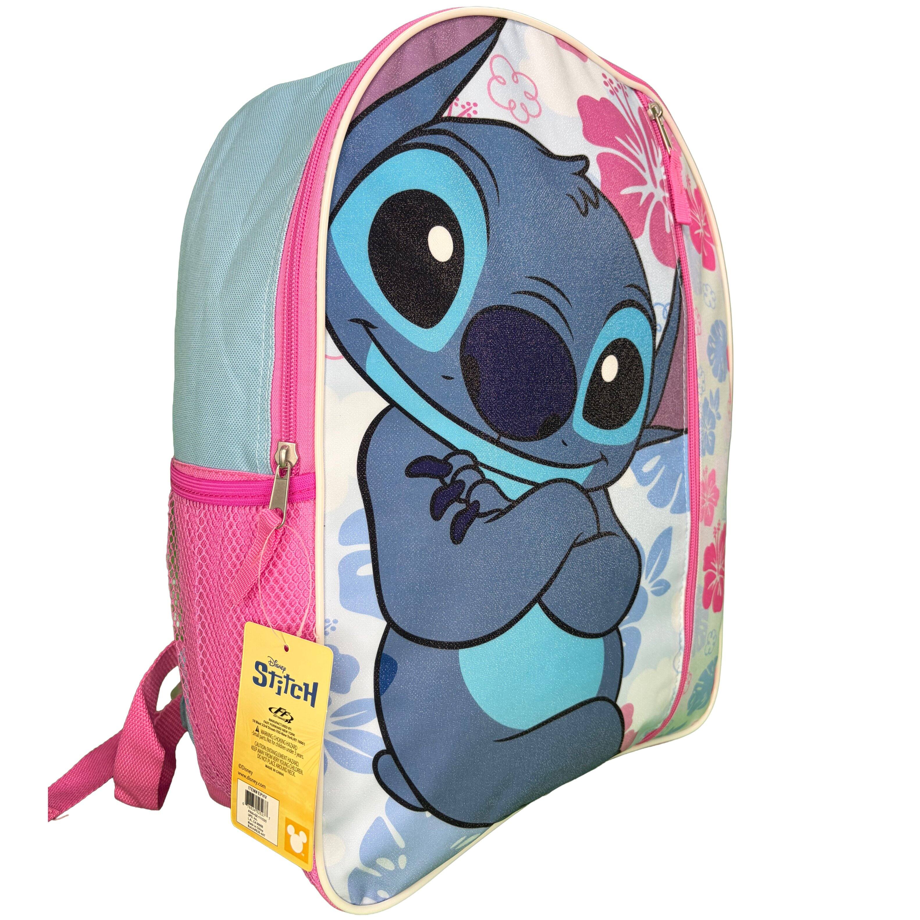 Alt View 2. Disney - Fast Forward Disney Stitch Kids 16" Blue and Pink School Backpack with 1 Vertical Front Pocket for Girls - Blue.