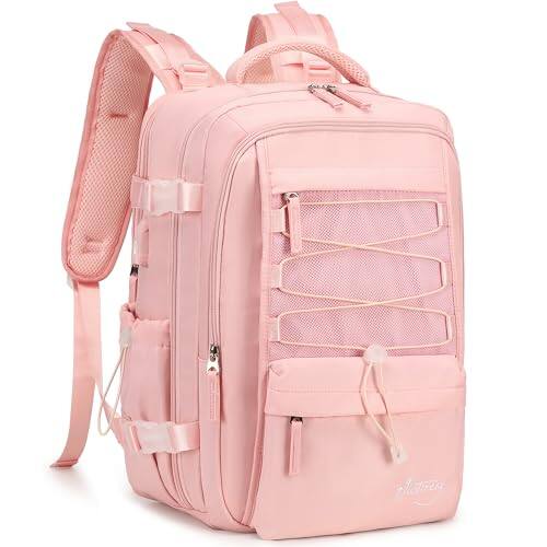 Front. Pacoar Cade - Travel Backpack For Women Men 15.6 Inch Laptop Backpacks With Usb Port Carry On Flight Approved Large Packs College - Pink-15.6 Inch.