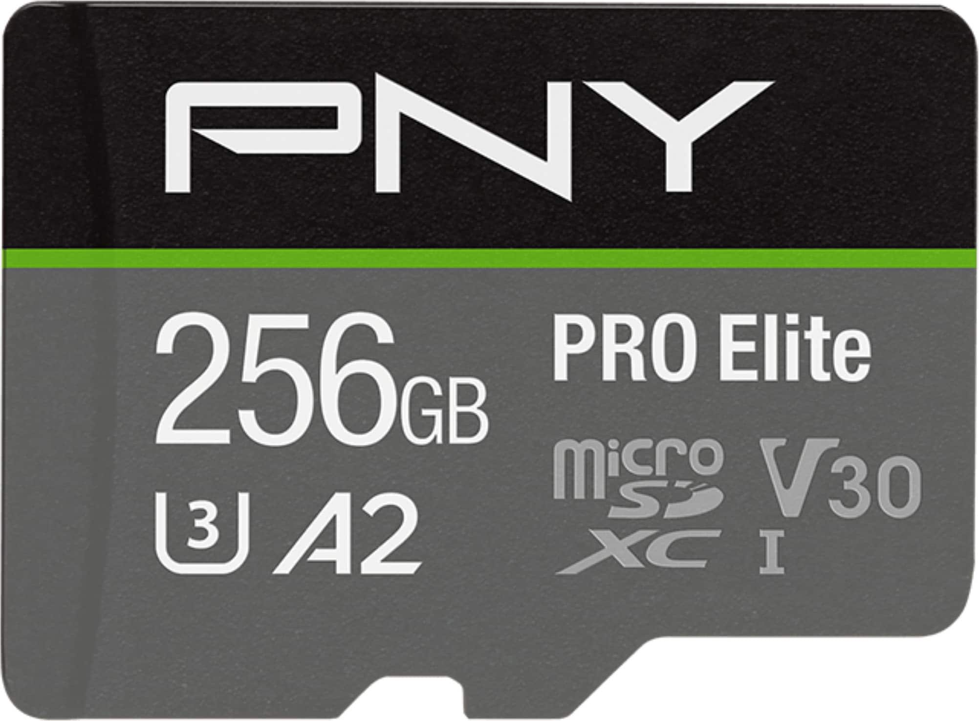 PNY - 256GB PRO Elite Class 10 U3 V30 A2 microSDXC Flash Memory Card