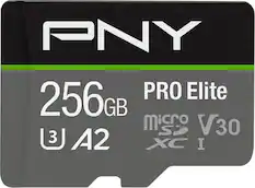 PNY
256GB
PRO Elite
MicroSDXC I
V30
A2