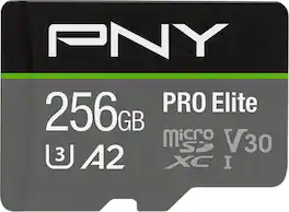 PNY - 256GB PRO Elite Class 10 U3 V30 A2 microSDXC Flash Memory Card