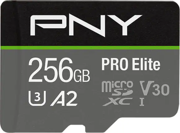 PNY
256GB
PRO Elite
MicroSDXC I
V30
A2