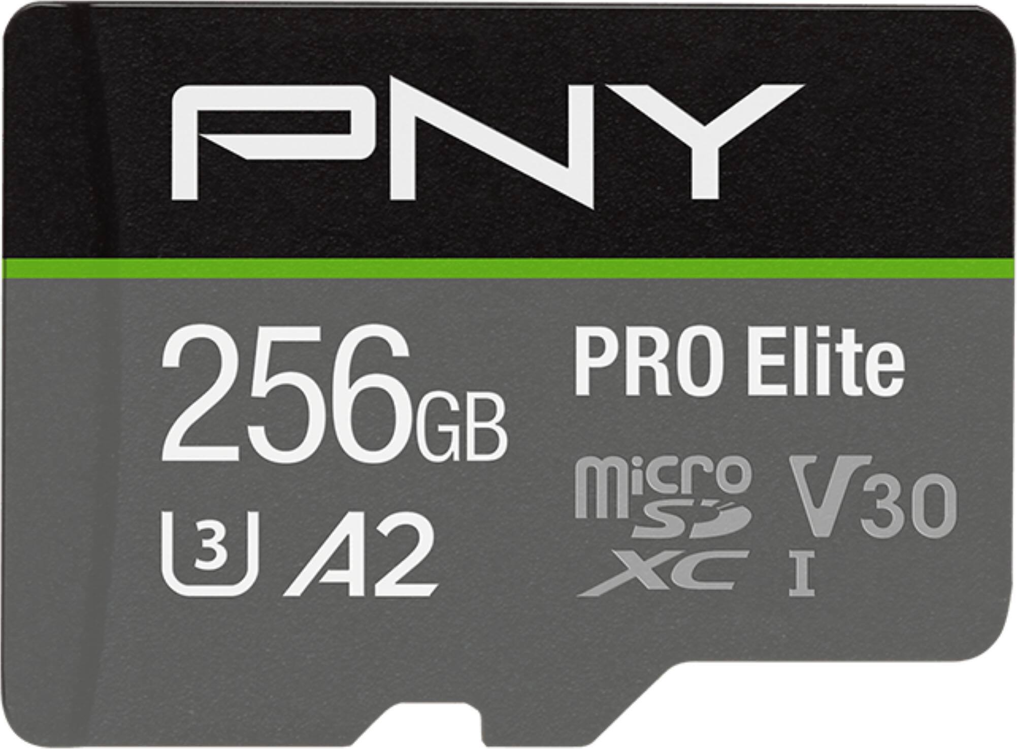 PNY - 256GB PRO Elite Class 10 U3 V30 A2 microSDXC Flash Memory Card