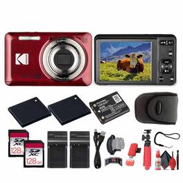 Kodak - Pixpro FZ55 Digital Camera in Red (FZ55RD) Bundle with Accessories