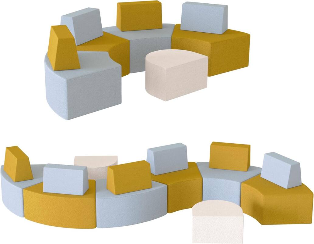 Alt View 4. wowmax - Modular Floor Sofa Set with Ottoman, Freely Configurable Sectional for Small Spaces, Foam Couch for Kids & Adults, Blue - Blue yellow.